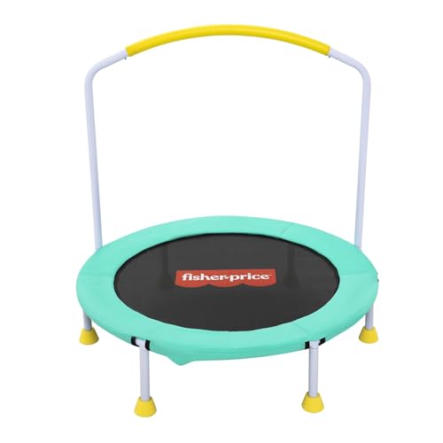 Image of Fisher-Price 3-Foot Mini Trampoline, WonderJump 36-Inch Round Indoor Toddler Kids Trampoline with Stabilizing Handlebar
