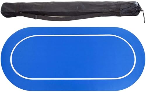HUANGWUZ Poker Table Mat Oval Layout, Foldable Game Mat with Carrying Bag for 6-8 Players, Casino, Blackjack, Non-Slip Rubber Base