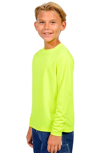 Ingear Swim Shirts For Boys Dry Fit Uv Sun Protective Rash Guard Workout Performance Shirts (Neon Yellow, Small) #TOP1