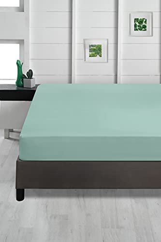 ABAKUHAUS Mikrofaser Spannbetttuch, 100% Mikrofaser, superweiches, einfarbiges, elastisches Bettlaken Umweltfreundliche Matratze mit tiefer Tasche Akzent Schlafzimmer Dekorativ, 180 x 200 cm, Aqua