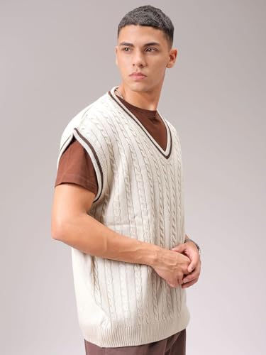 Image of The Indian Garage Co Men Oversized Sleeveless Textured Sweater