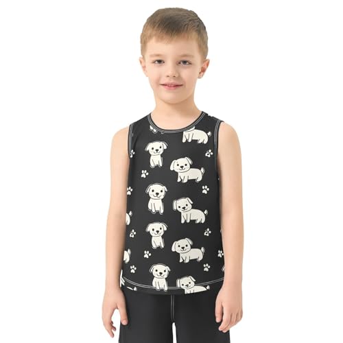 Boys Tank Top Shirts Cute Dog Lovely Puppy Paw Sleeveless T-Shirts Crew Neck for Kids Clothing Children2