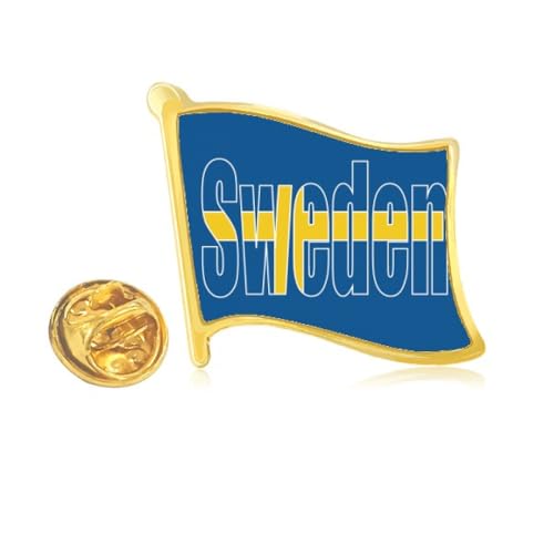 Pin's en métal doré drapeau de la Suède style Art Déco pour veste