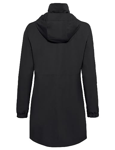 VAUDE Escape Regen-Parka Damen – Wasserdichte Regenjacke mit 2-Wege-Reißverschluss, verstellbarer Kapuze und unter Verwendung von recyceltem Polyester - black, 38