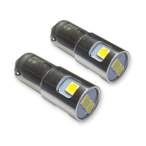 1495, 313 28VDC Miniature Bayonet Bulb High Output LED Replacement Ba9s Base | Bulb Shape: T4-1/2 (2-Pack; Bright White) Cover