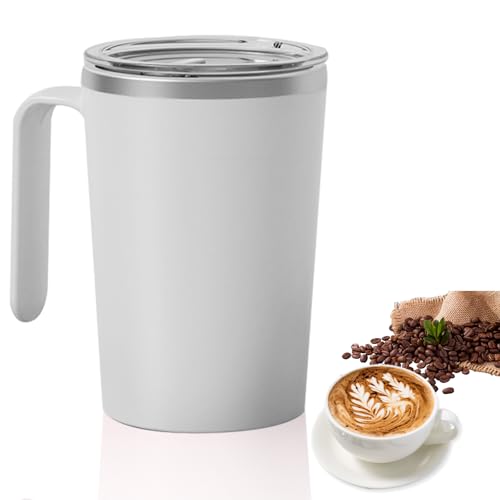 Selbstrührende Tasse: 380ML Elektrischer Kaffeebecher Automatische magnetische Rührtasse Edelstahltasse mit Deckel Mischbecher Rührkaffeetasse für Kaffee, Kakao, Tee, Saft, Milch