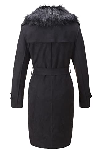 image for Bellivera Women's Faux Suede Leather Jacket Lapel Outwear Trench Dress