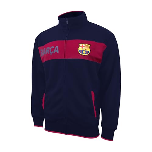 Icon Sports FC Barcelona Soccer Track Jacket – Officially Licensed Unisex Zip-Up Outerwear Navy XL