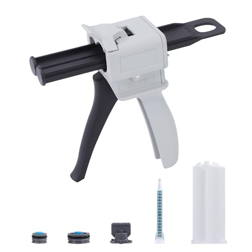 Pistola de Pegamento, Pistola Dispensadora Epoxi AB 50 ml, Mango Adhesivo Gun 1:1 y 2:1, Mezclado Pistola Dosificadora para Mezclar