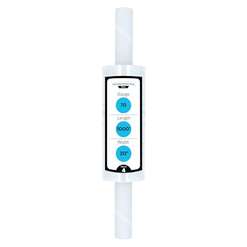 Shield Wrap Wrap with Handles, 4 Pack, 20 Inch x 1000 Feet, 70 Gauge, Clear Plastic Cling with Extended Core Handles Built in