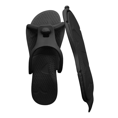 VEATNIE Flip Flops for Women Men Foldable Travel Slippers Lightweight Shower Shoes Non-Slip Quick-Dry Bathroom Camp Water Sandals FOLD1689-black-37