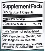 Swanson Complexe L-Citrulline Malate 750mg - 60 Capsules | Supplément pour l'Endurance Musculaire et la Performance – Image 3