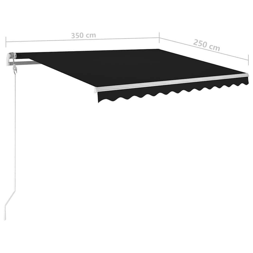 Festnight Store banne Motorisé 3,5 x 2,5m Store banne Aluminium avec LED Intégré Auvent de Terrasse Rétractable aux UV/Vent/Eau pour Patio Balcon-Anthracite-350 x 250 cm