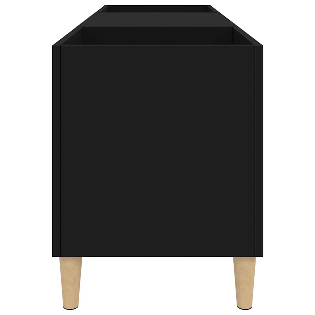 Tomostar Support pour Tourne-Disque, Porte-disques Présentoir Meuble de Rangement pour Disques Vinyles Noir 121x38x48 cm Bois d'ingénierie
