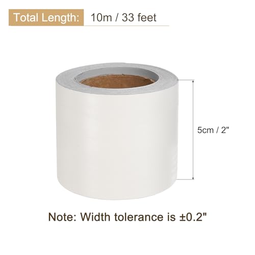 Image of uxcell Wood Grain Tape, 2 inch x33 Ft Self Adhesive Wood Grain Repair Patch for Baseboards, Doors, Floor Repair, Furniture Home Decor Creamy White