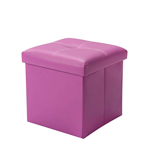 Tabouret ottoman pliable en similicuir violet de 30cm pour rangement