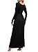 DEARCASE Maxi Dress for Women Black Small Round Neck Long Sleeves Wedding Guest A-line Plain Casual Empire Waist Flowy Party Vintage Spring Fall Winter Floor Dresses with Pocket