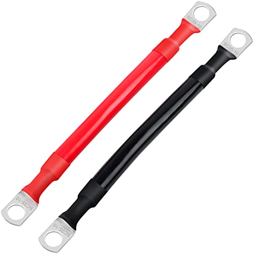JatilEr 2 x kabel do akumulatora 12 V M10, kabel do akumulatora samochodowego 15 cm, kabel do akumulatora 35 mm, z czystej miedzi, bardzo wytrzymały kabel do akumulatora 12 V do motocykla, samochodu