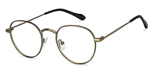 LENSKART BLU | Zero Power Bluecut & Antiglare Computer Eyeglasses | Gold Full Rim Round | For Men & Women | Small | LB E14131 - Image 5