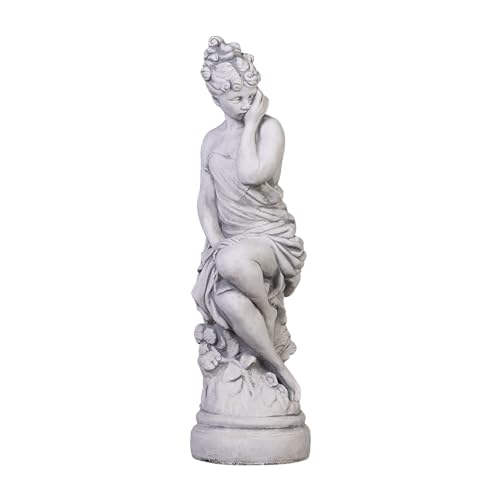 gartendekoparadies.de Frauen-Statue, Steinfigur, H. 66 cm, 18 kg, Grau, frostsicher aus Steinguss...