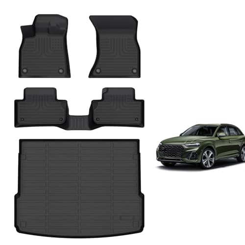 for Audi Q5/SQ5 Floor Mats 2018 2019 2020 2021 2022 2023 2024 2025((Not for Q5 PHEV Models), TPE Automotive All Weather Custom Car Floor Mats Cargo Liner Full Set for Q5/SQ5 2018-2024 2025 Accessories