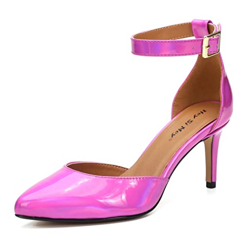 Damen Riemchensandalen Stiletto Pumps High Heels, SXLLLLGJ-0054 Frauen Spitze Zehe Knöchelriemchen Sandaletten Absatzschuhe Cover