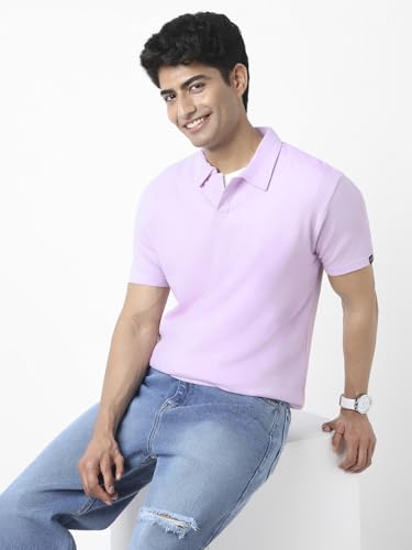 Image of Urbano Fashion Men's Textured Regular Fit Half Sleeve Cotton Polo T-Shirt