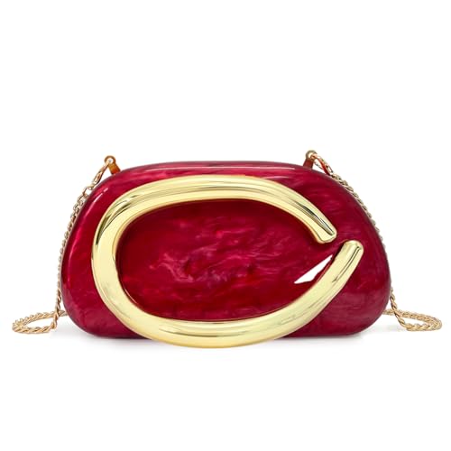 Image of Women Acrylic Clutch Purse Metal Handle Evening Bag Trendy Box Shoulder Crossbody Bag Handbag for Wedding Party Causal