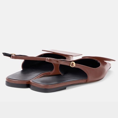 Women's Fashion Circle Square Flats Sexy Closed Pointed Toe Slingback Ballet Flats Circle and Square Decorative Patches Dressy Flats for Women2