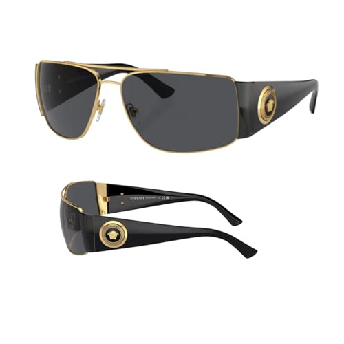 Versace VE2163 Rectangle Sunglasses for Men – Metal Frame with Temples, eShades Eyewear Kit Included
