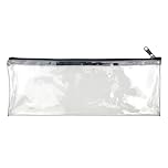 Fashion Stationery Clear Pencil Case for Exams Large See Through Long Transparent Slim Storage Pouch with Black Zip Back to School Pencil Cases for Teenagers Boys Girls - Fits a 30cm Ruler