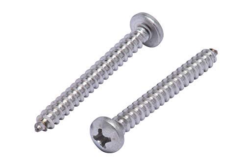#8 X 1-1/2 Stainless Pan Head Phillips Wood Screw, (100pc), 18-8 (304) Stainless Steel Screws by Bolt Dropper