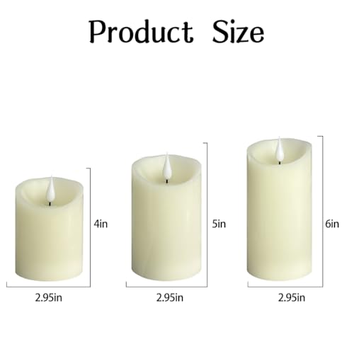 Image of LEDHOLYT Flameless Candle RGB Set, Flickering LED Pillar Real Wax Candle with Remote Control and Timer, Upgraded Blue Flame Heart, Built-in Battery Rechargeable Flameless Candle, 1 Set of 3