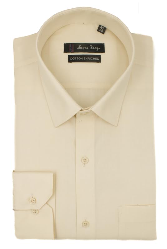 Image of 7-DAYS Men's Premium Formal Shirt - Cotton Blend, Regular Fit, Full Sleeve, with Pocket, Durable & Easy Care - Perfect for Office Wear