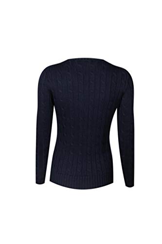 Image of RALPH LAUREN Women's Crewneck Cable Knit Pony Logo Sweater