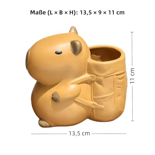 Support de maquillage capybara pot à crayons céramique blanc marron - 5