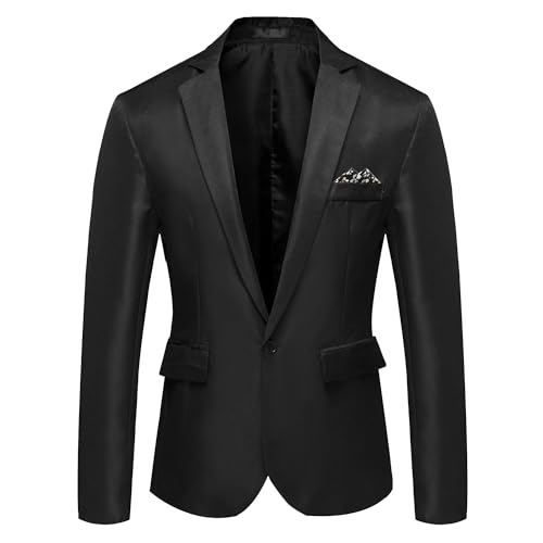 Men's One Button Business Slim Fit Suit Coat Dinner Party Wedding Blazer Lightweight Suit Jacket