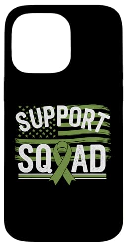 USA Flag Support Squad Mental Health Awareness Green Ribbon Carcasa para iPhone 14 Pro Max