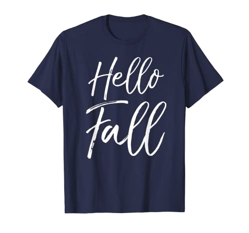 Camiseta Hello Fall Shirt Cute Fun Vintage Camiseta