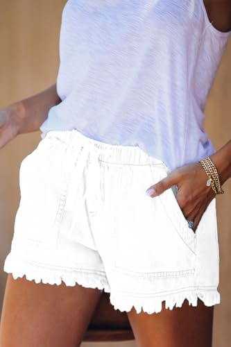 Image of YOCUR Womens Lightweight Shorts Casual Baggy Trendy Hot Pants Elastic Waist Drawstring Comfy Shorts