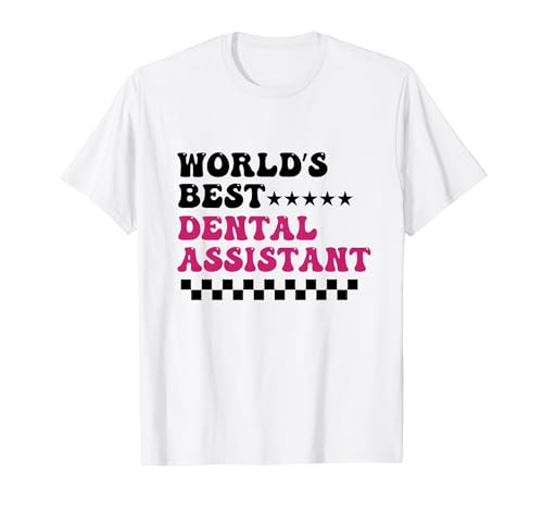 Mejor asistente dental del mundo Retro Groovy Dentista Presente Camiseta