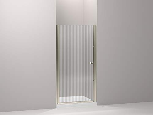 Kohler K-702410-G54-ABV Fluence Frameless Pivot Shower Door with Falling Lines Glass, Anodized Brushed Bronze #1