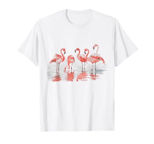 Flamingo Aquarell Kunst Vintage Flamingo Liebhaber Weiß T-Shirt