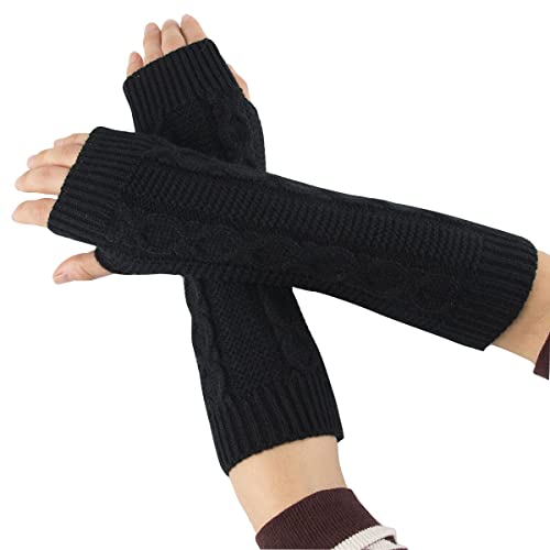 WOIRROIP Mitaine Femme,Gants Chauds TricotéS Gants d'hiver Longs Gants sans Doigts Gants à Trous De Pouce Gants pour Hommes Et Femmes Cover