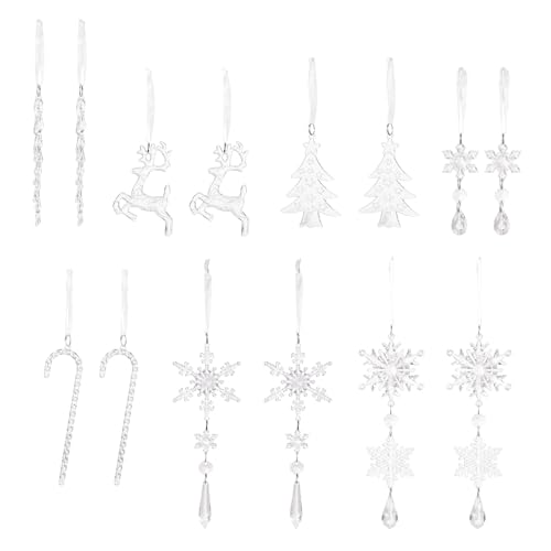 lazyfun Varillas de hielo de acrílico indestructibles para Navidad, copos de nieve, renos, decoraciones, transparentes, portátiles, árboles, fiestas, adornos acrílicos, decoraciones navideñas