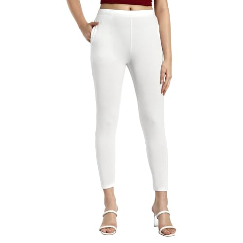 Image of ONE SKY Women Ankle Length Leggings | Premium Cotton Modal Spandex Blend | High Waist Stretchable & Bio-Washed Fabric | Colour-Lock | Ethnic Leggings for Women