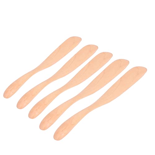 Phefop Esparcidor de Queso y Mermelada con Cuchillo de Mantequilla de Madera, Cereza Natural de 16,5 Cm para Servir Pan y Pasteles (Color madera)