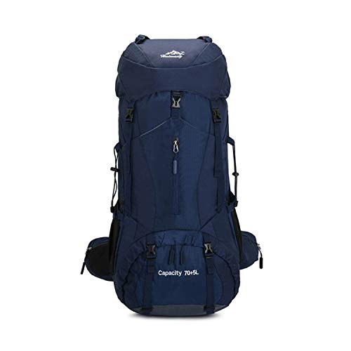 Sac à Dos de randonnée 75L Sac d'alpinisme léger et étanche Sac à Dos de Sports de Plein air Durable Alpinisme Camping Voyage de pêche équitation Sac Essentiel (Marine) Cover