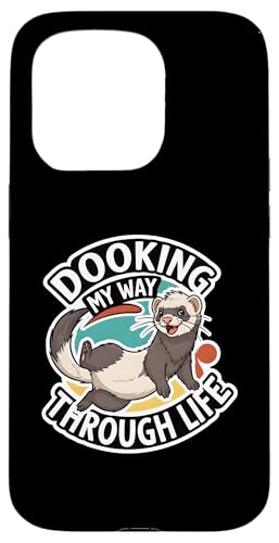 Funny Ferret Dooking My Way Through Life Cartoon �X�}�z�P�[�X iPhone 15 Pro �p