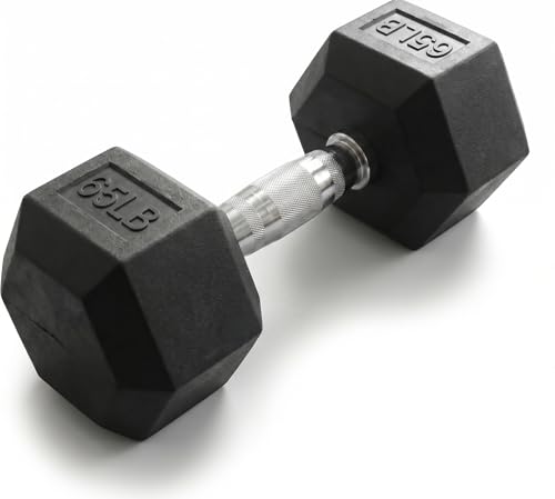 5-550 lb Rubber Hex Dumbbell Set Heavy-Duty Free Weights for Home Gym Strength Training Muscle Building & Full Body Workouts No Rack Included (65 lb)